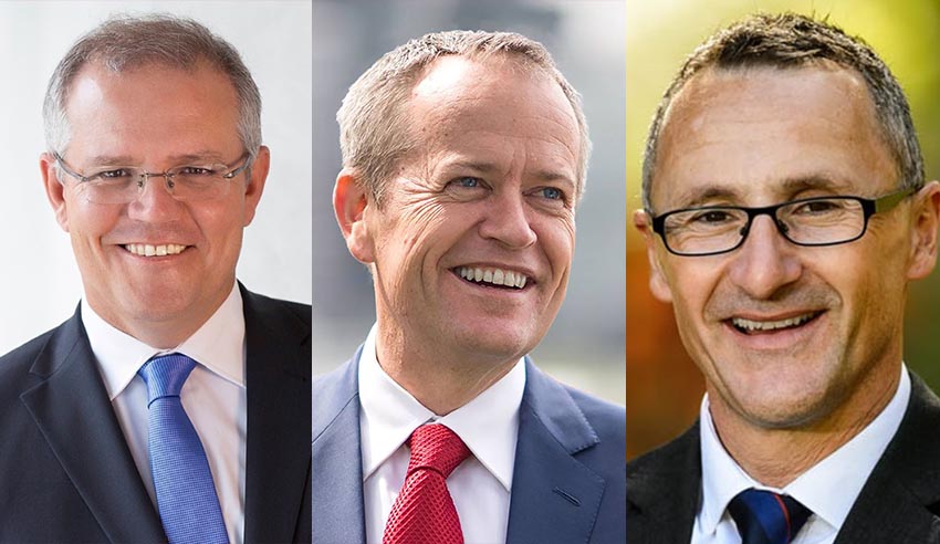 Scott Morrison, Bill Shorten and Richard Di Natale