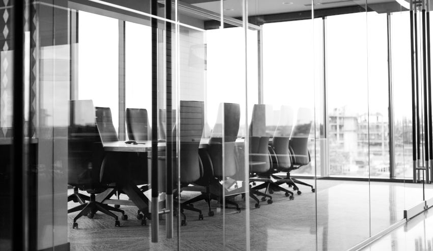 Office boardroom in black and white