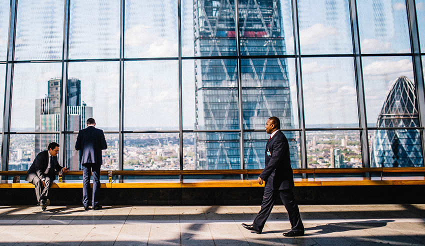 Businessman walking, law firm, promotions