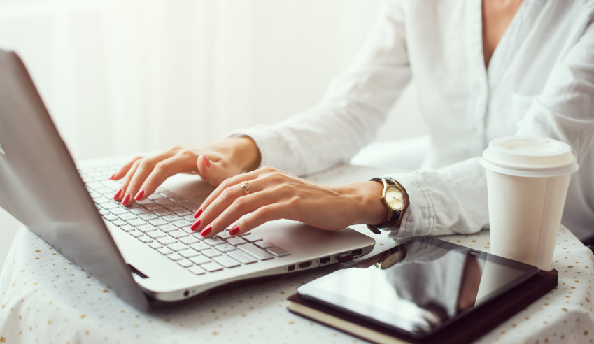 Woman working on a laptop