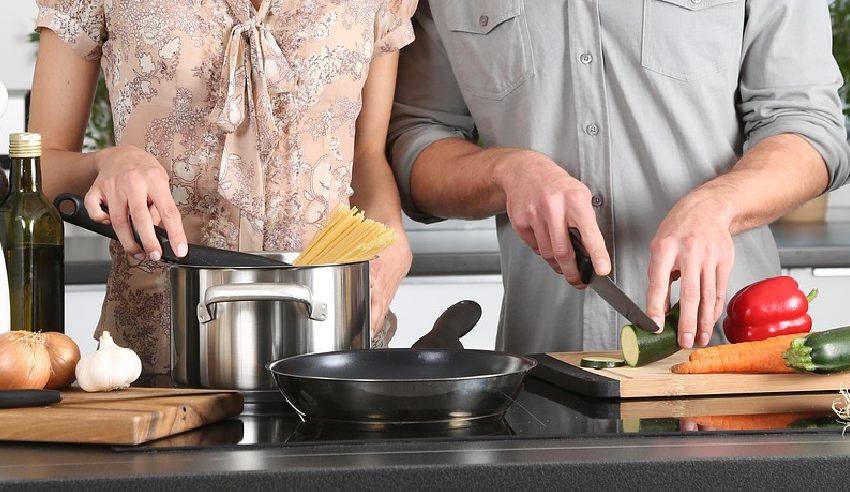 Cooking in the kitchen