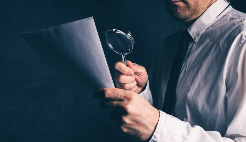 Examining a document using a magnifying glass