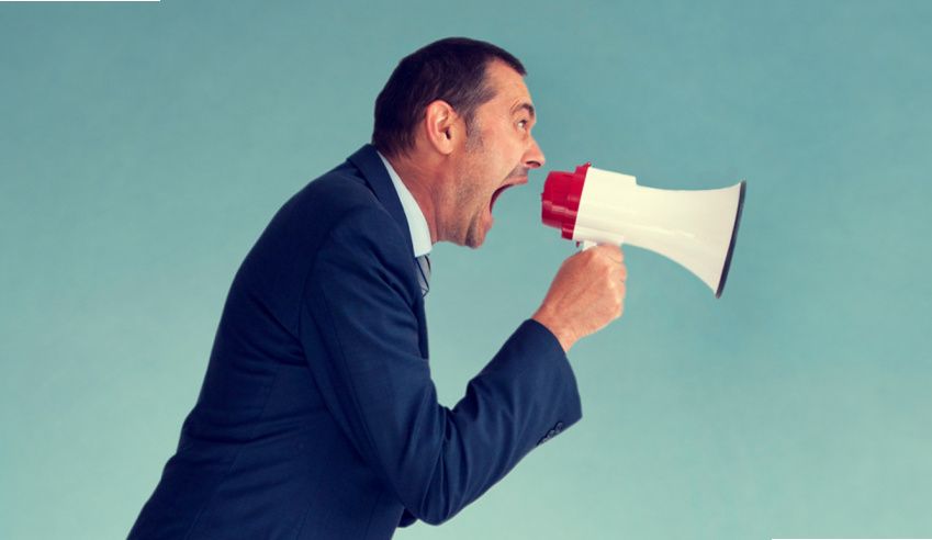 Man with megaphone