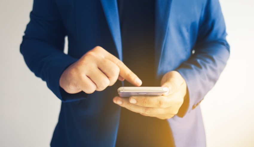 man using smartphone lw