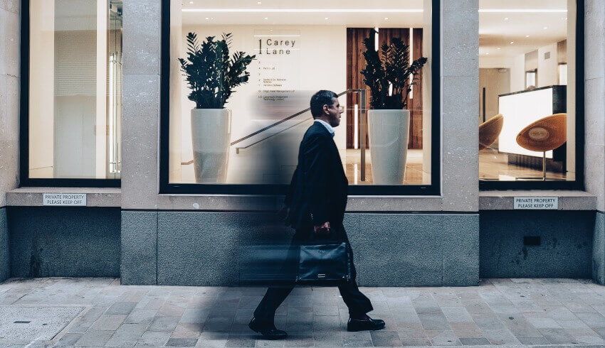 Life after law, man walking down the street