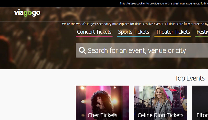 Viagogo website screenshot